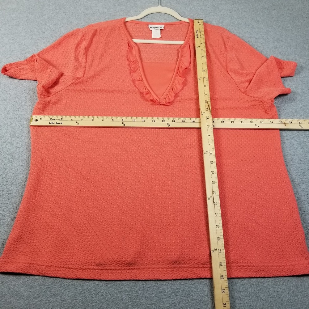 BonWorth Top Womens XL Extra Large Orange See Through Short Sleeve Stretch Knit - Picture 10 of 12